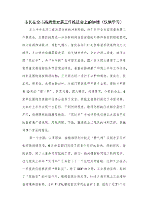 市长在全市高质量发展工作推进会上的讲话.docx