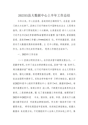 2023XX县大数据中心上半年工作总结.docx