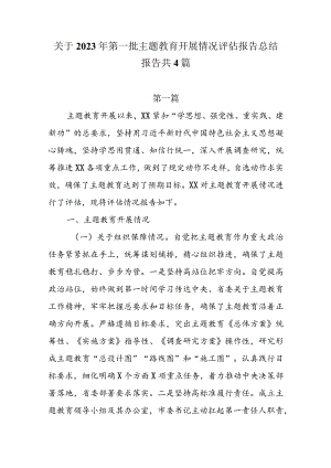关于2023年第一批主题教育开展情况评估报告总结报告共4篇.docx