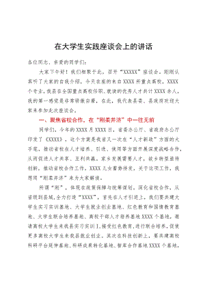 在大学生实践座谈会上的讲话.docx