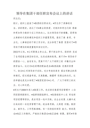 领导在集团干部任职宣布会议上的讲话.docx