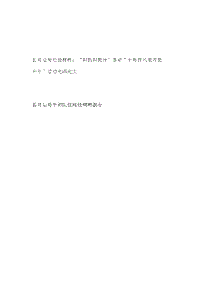 县司法局推动“干部作风能力提升年”活动走深走实经验交流材料和干部队伍建设调研报告.docx