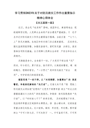 （5篇）学习贯彻2023年关于对防汛救灾工作作出重要指示精神心得体会.docx