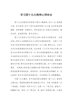 学习贯彻团十九大精神心得体会七篇.docx