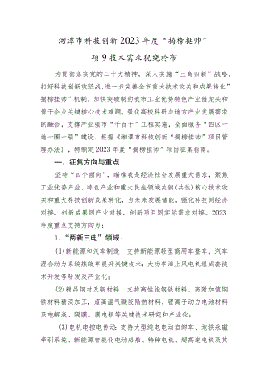 湘潭市科技创新2023年度“揭榜挂帅”项目技术需求征集指南.docx