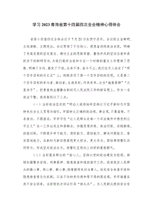 2023学习青海省第十四届四次全会精神心得体会精选(通用六篇).docx