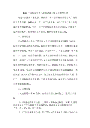 2023年城区医院开展医疗领域党风廉政建设工作专项治理实施方案 （合计4份）.docx