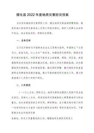 2022年度循化县地质灾害防灾预案.docx