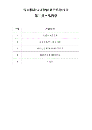 深圳标准认证智能显示终端行业第三批产品目录.docx
