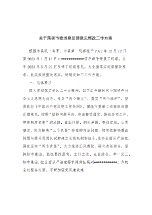 关于落实市委巡察反馈意见整改工作方案(二篇).docx
