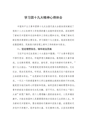 2023年青年团第十九次全国代表大会精神学习心得体会5篇合集.docx
