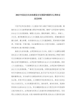2023年坚定文化自信建设文化强国专题研讨心得体会发言材料共六篇.docx