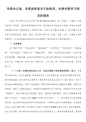 市委办公室、市委政研室关于赴陕西、甘肃考察学习情况的报告.docx