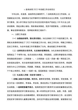 商务局2023年党建工作总结范文.docx