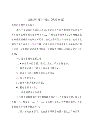 客服试用期工作总结[优秀15篇].docx