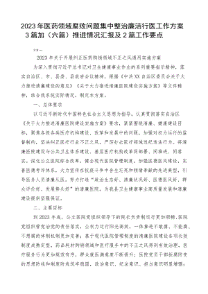2023年医药领域腐败问题集中整治廉洁行医工作方案3篇加（六篇）推进情况汇报及2篇工作要点.docx