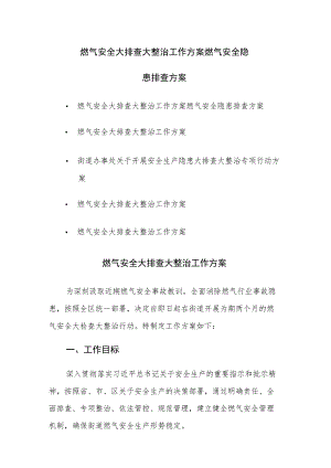 安全生产及燃气安全大排查大整治工作方案 燃气安全隐患排查方案范文5篇.docx