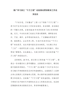 推广学习浙江“千万工程”经验 推动贯彻教育工作走深走实.docx