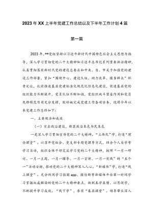 2023年XX上半年党建工作总结以及下半年工作计划（共4篇）.docx