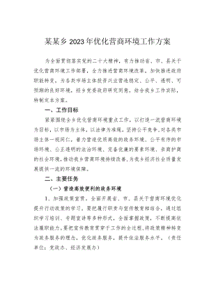 某某乡2023年优化营商环境工作方案.docx