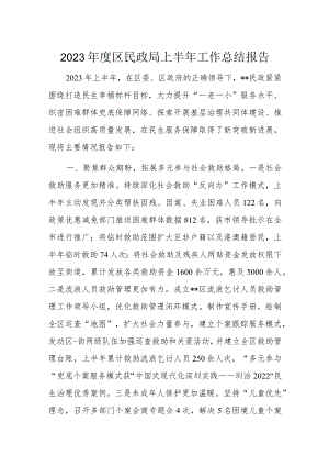 2023年度区民政局上半年工作总结报告.docx