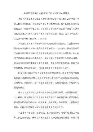 学习共青团第十九次全国代表大会精神心得体会三.docx