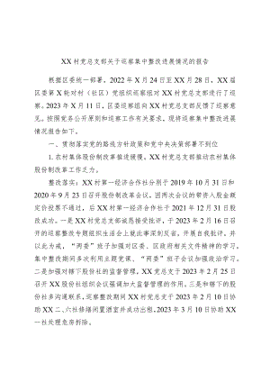 XX村党总支部关于巡察集中整改进展情况的报告.docx