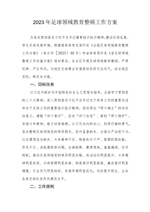 2023年足球领域教育整顿工作方案.docx