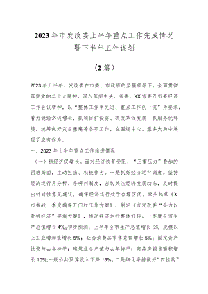 2023年市发改委上半年重点工作完成情况暨下半年工作计划（2篇）.docx