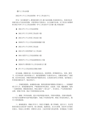 2022年护士个人工作总结简短.docx