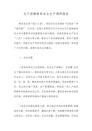 关于保障粮食安全生产调研报告范本.docx