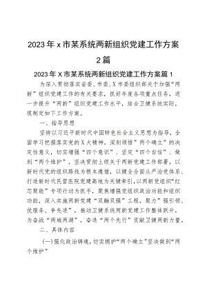 2023年x市某系统两新组织党建工作方案2篇.docx