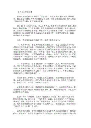 2023年护士转正工作总结.docx