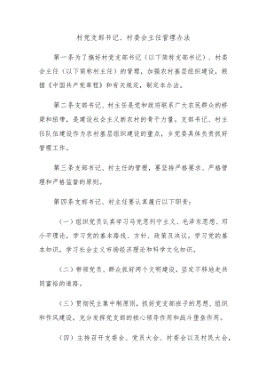 村党支部书记、村委会主任管理办法范本.docx