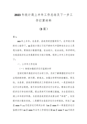 2023年统计局上半年工作总结及下一步工作打算材料（3篇）.docx