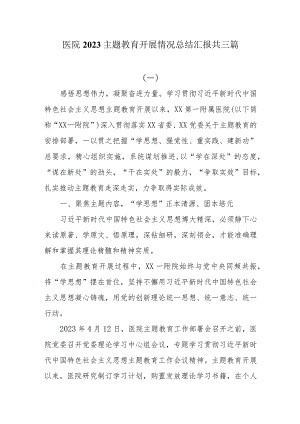 医院2023主题教育开展情况总结汇报共三篇.docx