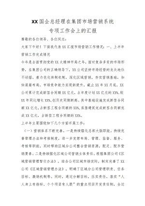 XX国企总经理在集团市场营销系统专项工作会上的汇报范本.docx