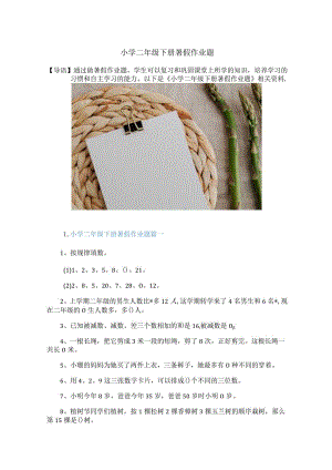 小学二年级下册暑假作业题.docx