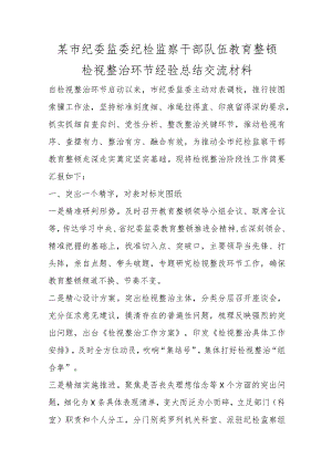 优选某市纪委监委纪检监察干部队伍教育整顿检视整治环节经验总结交流材料.docx