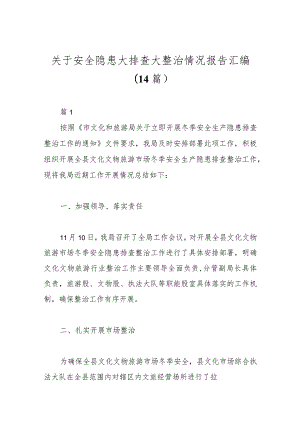 （14篇）关于安全隐患大排查大整治情况报告汇编范本.docx