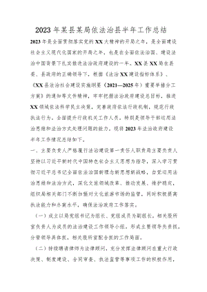 2023年某县某局依法治县半年工作总结范本.docx