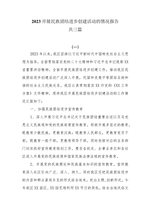2023开展民族团结进步创建活动的情况报告共三篇.docx