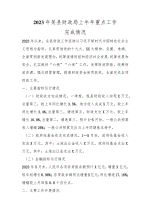 精选2023年某县财政局上半年重点工作完成情况.docx