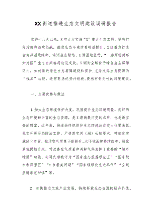 XX街道推进生态文明建设调研报告范本.docx