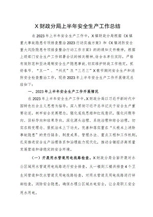 X财政分局上半年安全生产工作总结.docx