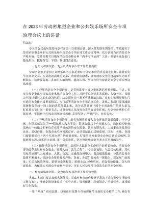 在2023年劳动密集型企业和公共娱乐场所安全专项治理会议上的讲话.docx