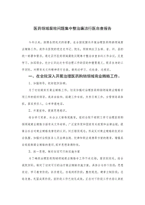 2023医药领域腐败问题集中整治廉洁行医自查报告15篇(最新精选).docx