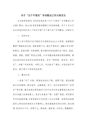 关于“五个不落实”专项整治工作方案范文.docx