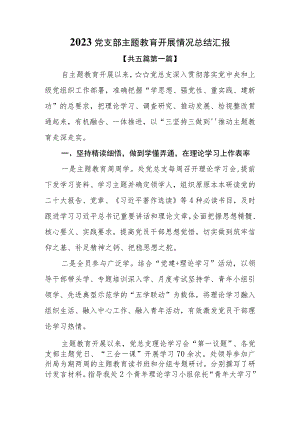 （5篇）2023党支部主题教育开展情况总结汇报.docx