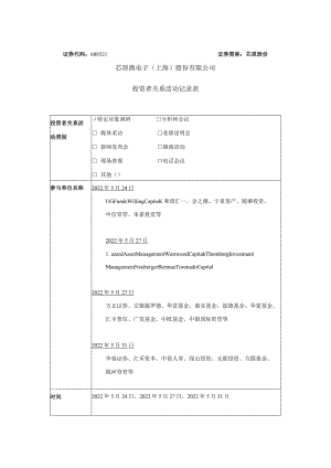 证券代码688521证券简称芯原股份芯原微电子上海股份有限公司投资者关系活动记录表.docx